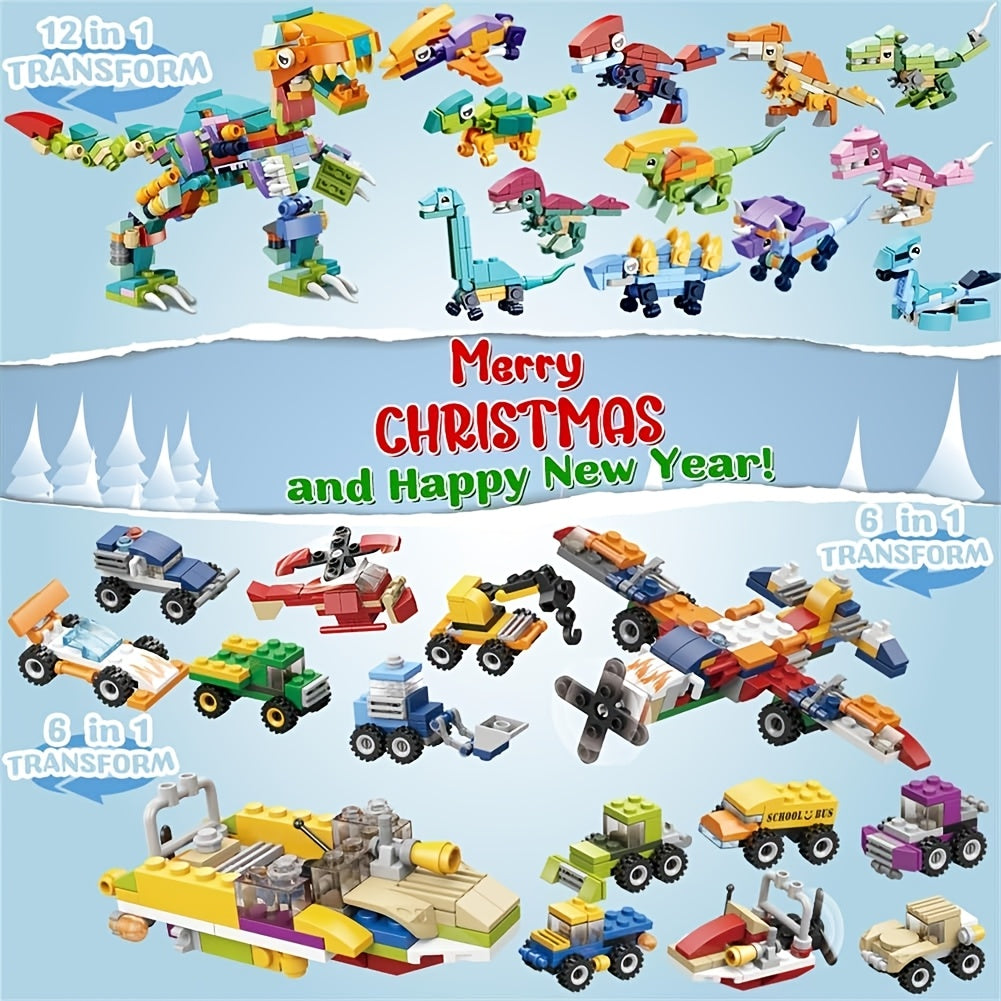 Dino Building Blocks 24 Grids Set Dinosaur Toy 24 Days Countdown