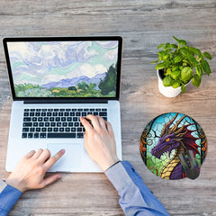 Dragon Mouse Pad Round Non Slip Rubber Mousepad Laptop Office Computer Decor