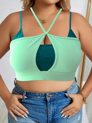 Colorblock Halter Neck Sports Bra