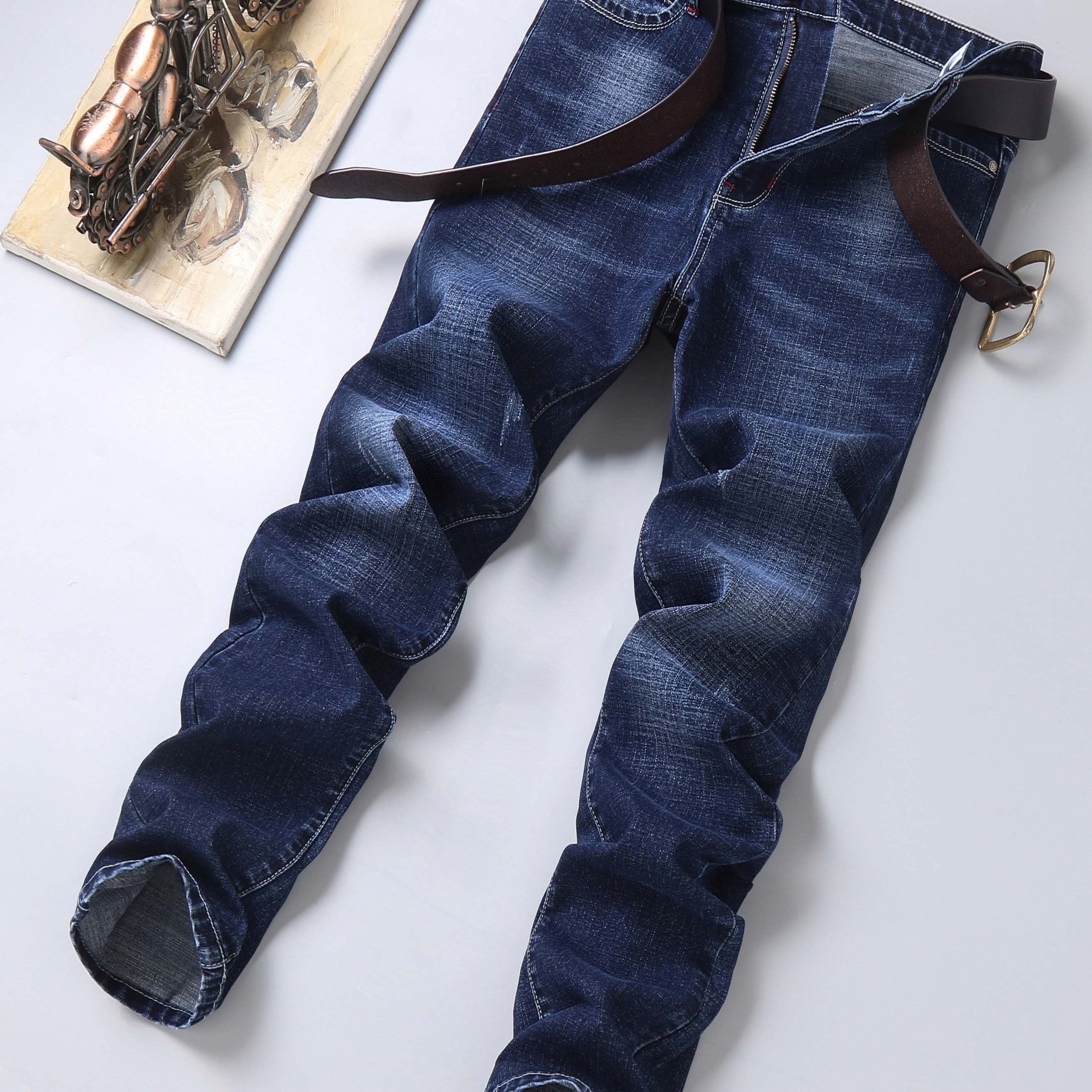 Men's Regular Stretch Denim Pants With Pockets