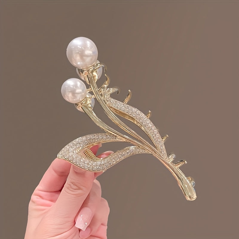 Rhinestones Faux Pearl Hair Clip Claw Headwear Hair Accessories