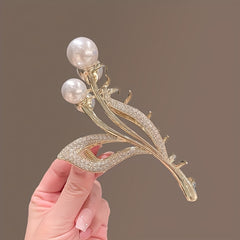 Rhinestones Faux Pearl Hair Clip Claw Headwear Hair Accessories