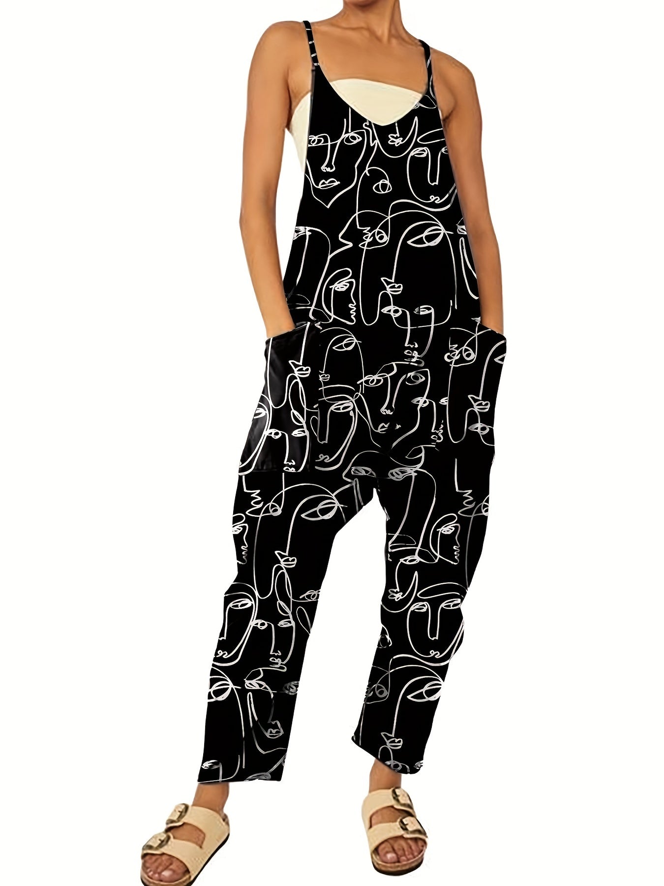 Sleeveless Cami Jumpsuit Casual Women's Clothing