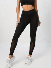 High Waist Mesh Stitching Leggings for Yoga Running