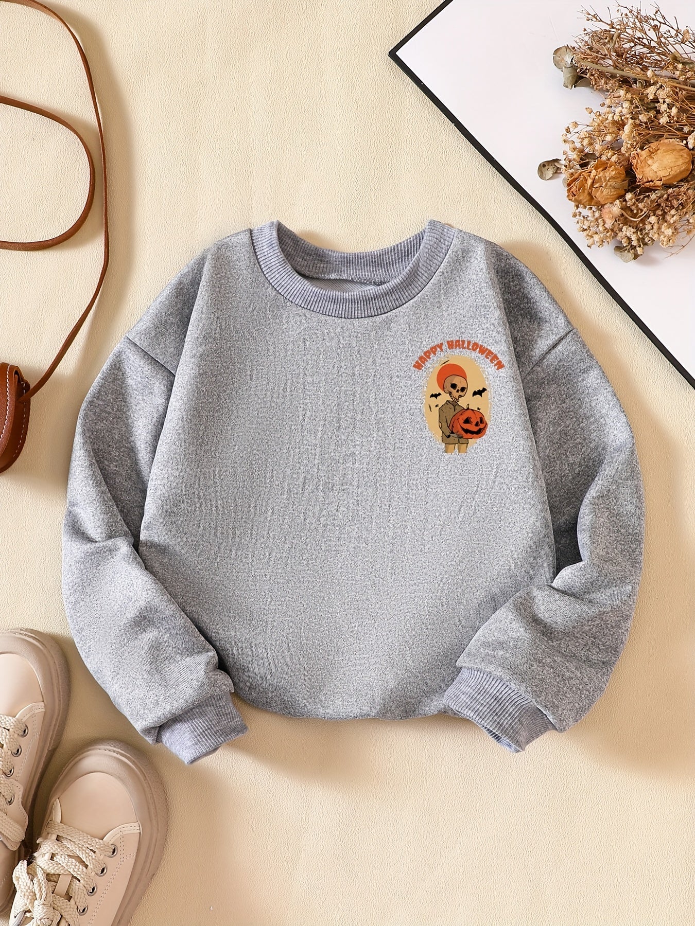 Girls' Little Skeleton Halloween Graphic Casual Sweatshirt