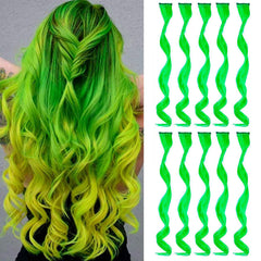 Y2K Long Curly Hair Extensions Party Rainbow Clip In Synthetic Hair