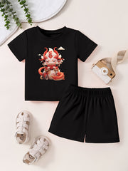 Toddler Kid 2pcs Bottoming Set Cartoon Pattern Cotton Summer Clothing