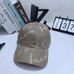 Letter Print Washed Denim Baseball Cap