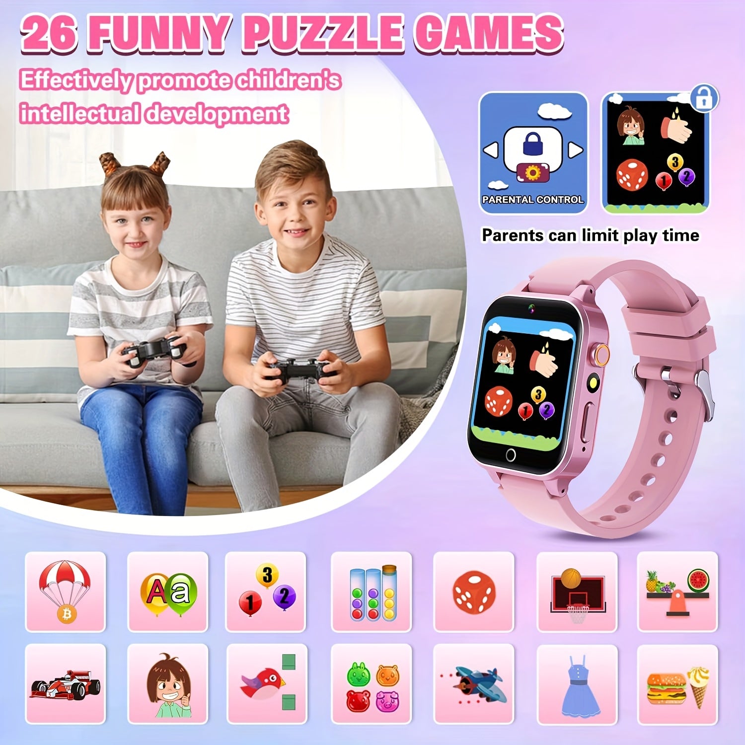 Kids Smart Watch with Camera and Flashlight, Alarm Clock, Reminder Functions
