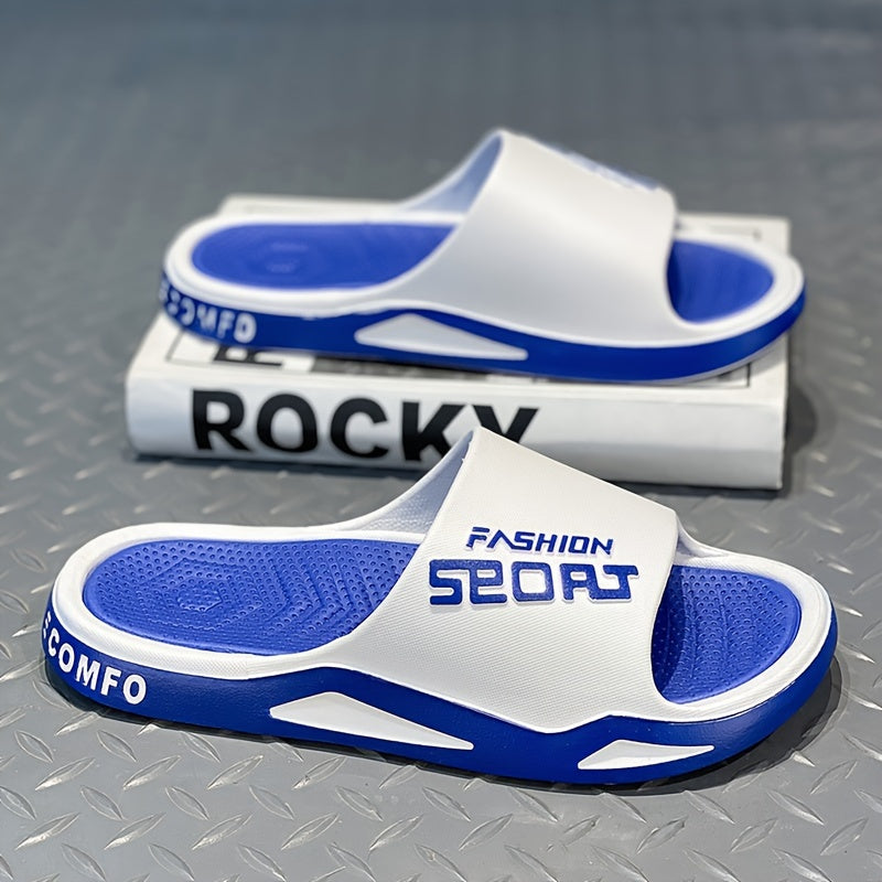 Men's Alphabet Print Open Toe Beach Slides Slip On Shoes
