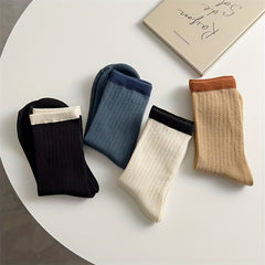 Striped Cotton Mid Calf Socks for Autumn/Winter
