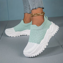 Two Tone Chunky Sneakers for Women Slip On Comfortable Walking Shoes