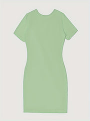 Short Sleeve Bodycon Tee Dress Crew Neck Casual