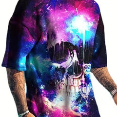 Men's Splatter & Skull Graphic T-shirt & Shorts Set