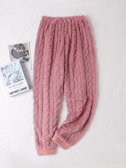 Soft Fuzzy Sleep Bottoms with Elastic Waistband Women's Loungewear