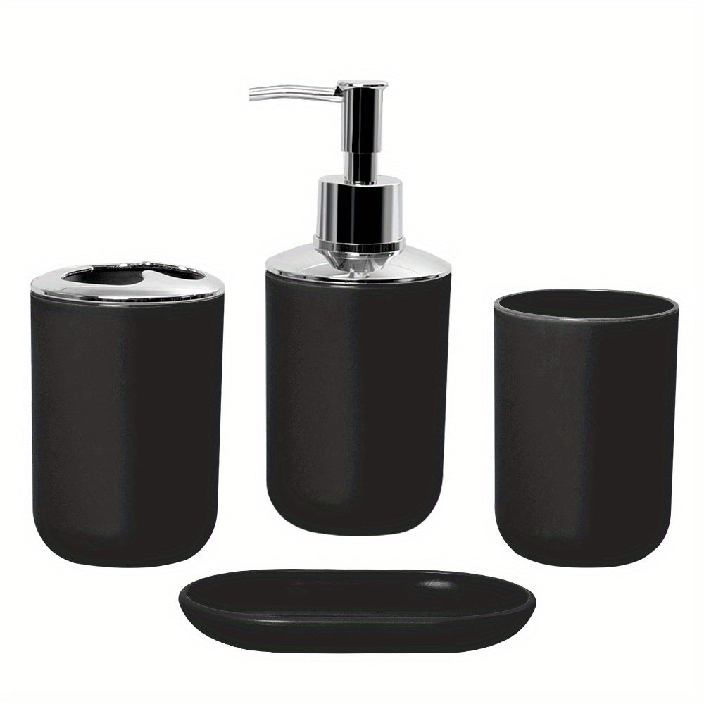 4pcs Soap Dispenser & Holder & 2 Cups Bathroom Accessories Set
