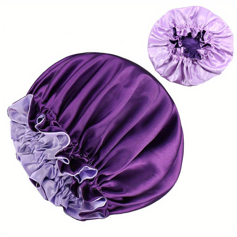 Solid Silk Satin Bonnet Elastic Night Cap for Women