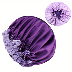 Solid Silk Satin Bonnet Elastic Night Cap for Women