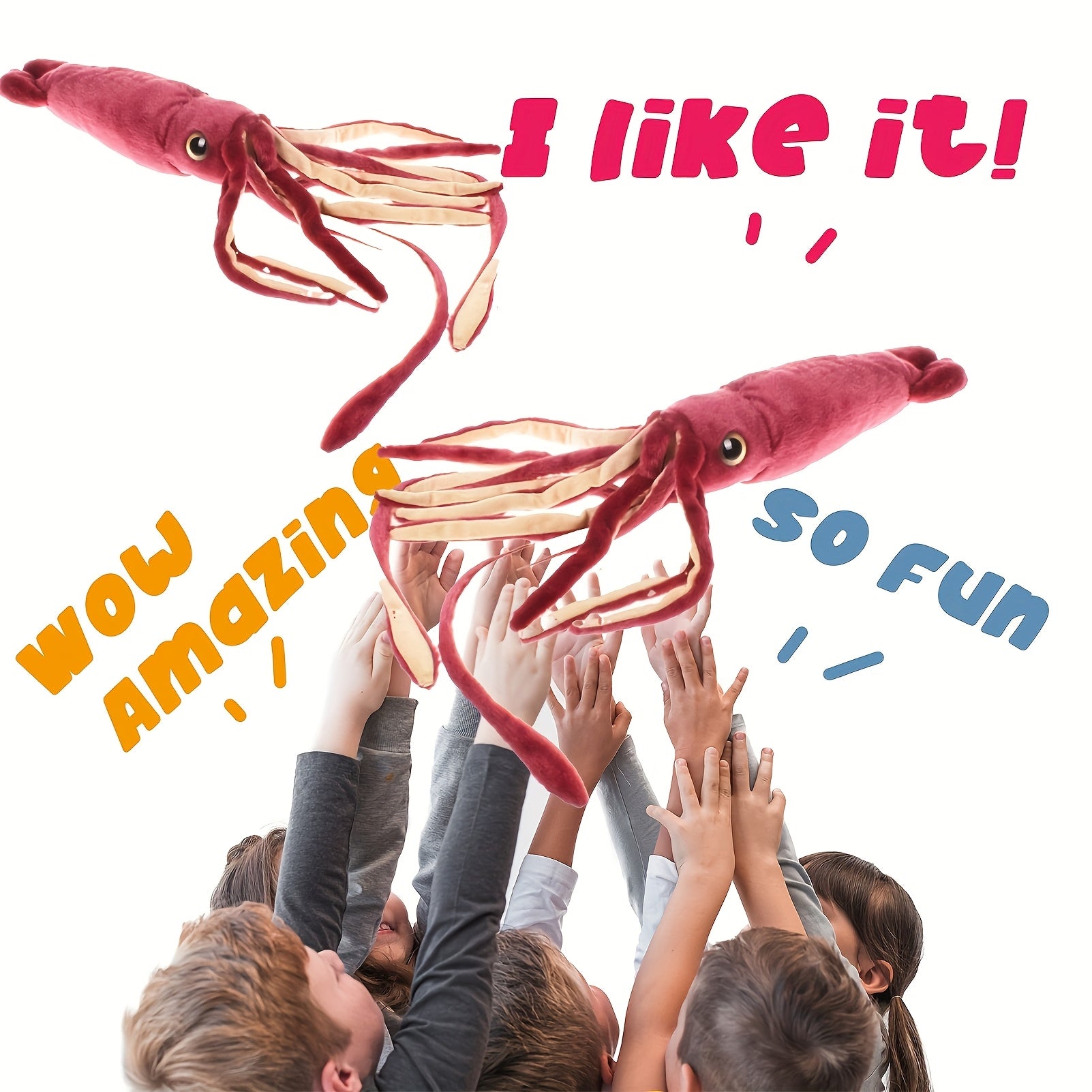 Realistic Giant Squid Plush Toy Soft Polyester Stuffed Doll Kids Gift