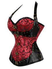 Jacquard Halter Strapless Corset Tummy Control Lace Up Push Up Body Shaper