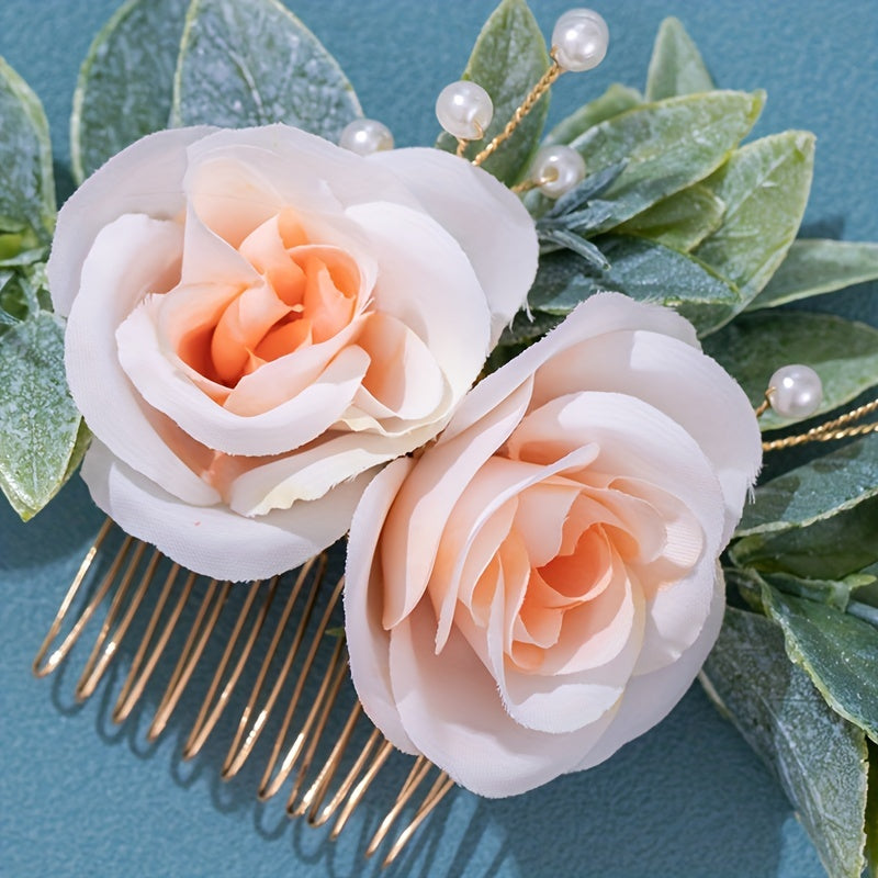 2 Pcs Bridal Flower Hair Comb Wedding Hairpin Decoration
