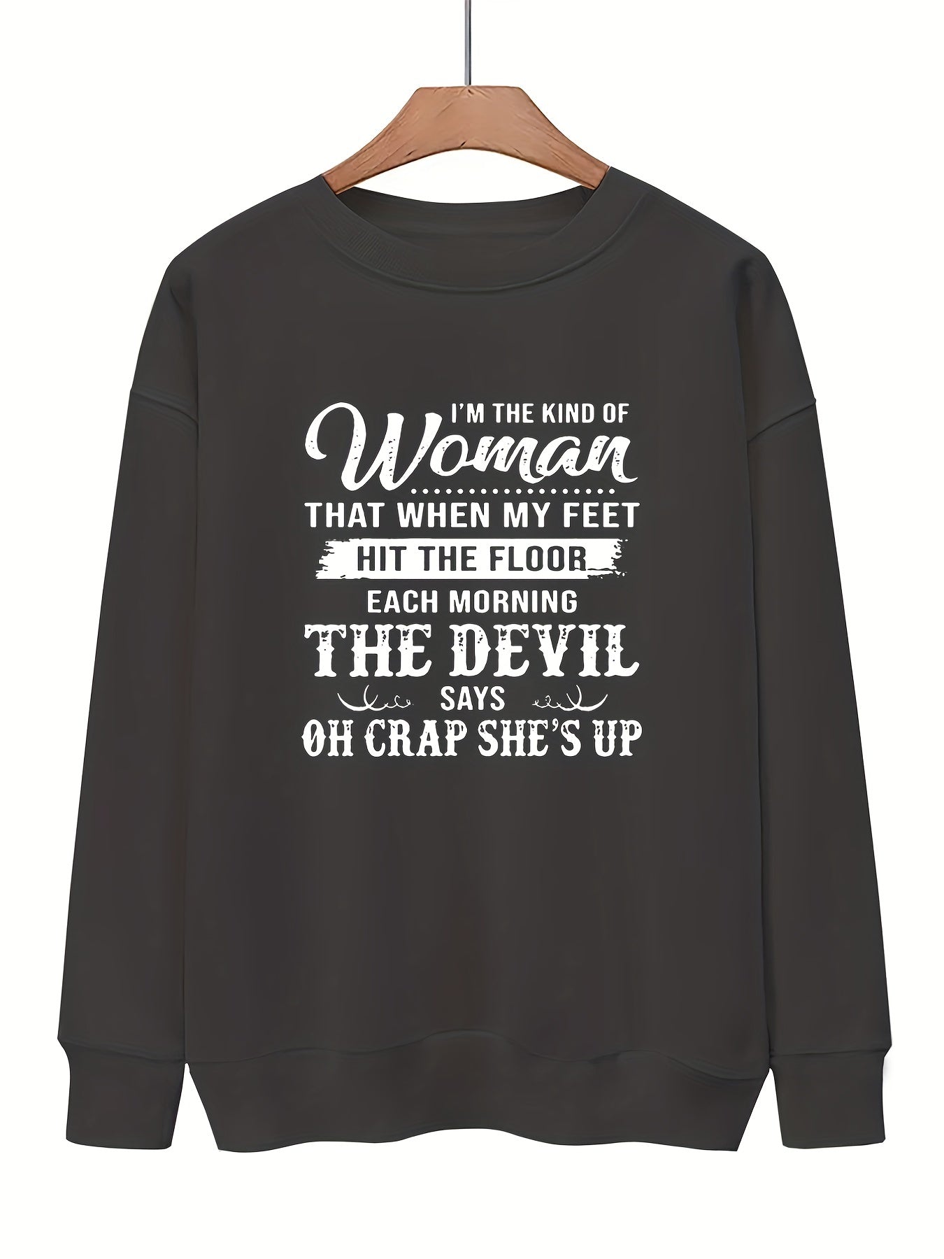 Letter Print Crew Neck Sweatshirt for Women