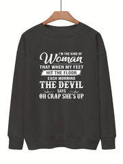 Letter Print Crew Neck Sweatshirt for Women