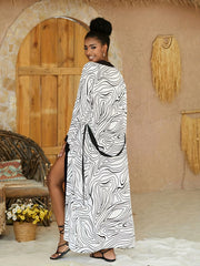 Fluid Print Cover Up Shirt Boho Style Beachwear