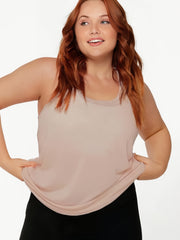 Plus Size Women's Solid Round Neck Stretch Tank Top