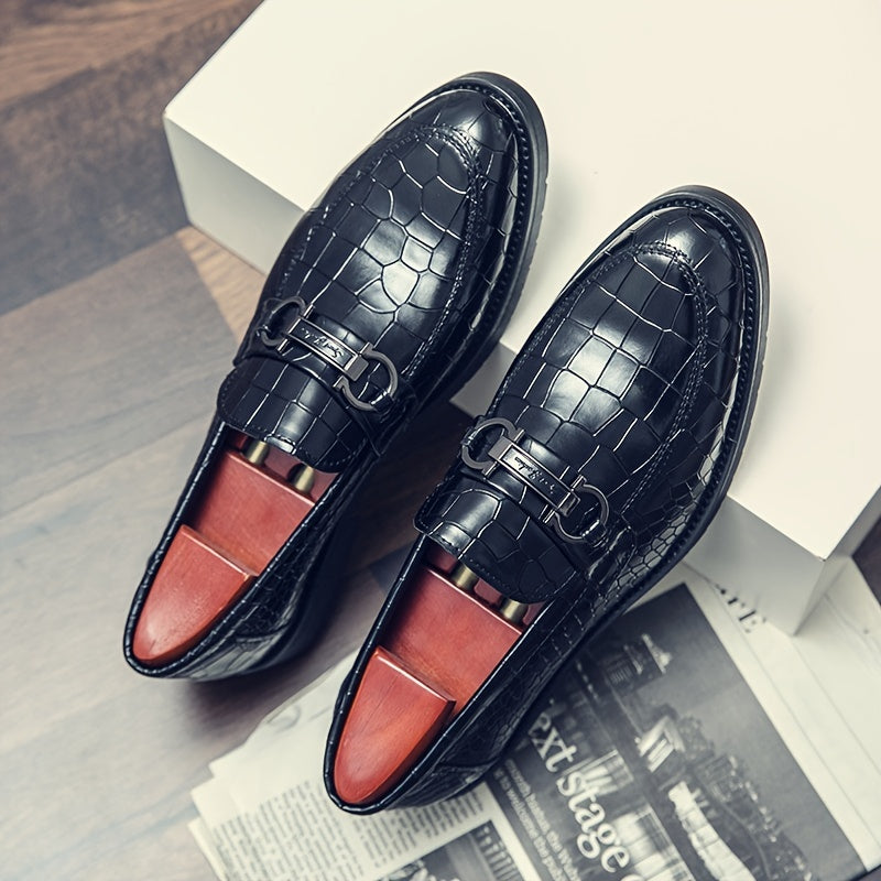Men's Crocodile Print Bit Loafer Shoes for Wedding
