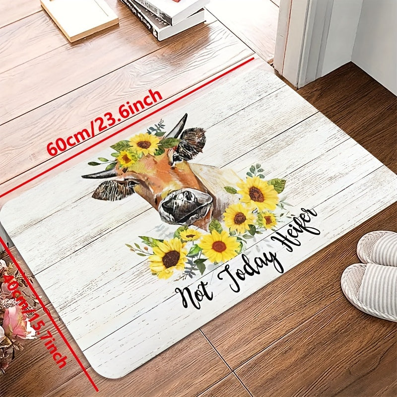 Sunflower Print Kitchen Mat Non slip Waterproof Stain resistant Absorbent