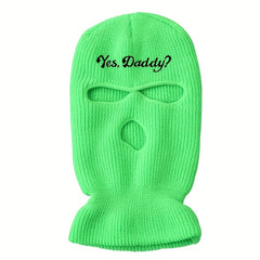 Winter Warm Knit Ski Mask Embroidery Windproof Balaclava Neck Gaiter