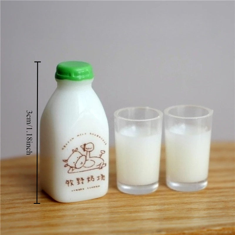 1:6 Dollhouse Milk Bottle Cup Mini Drinks Pretend Food for Doll OB11 Accessories
