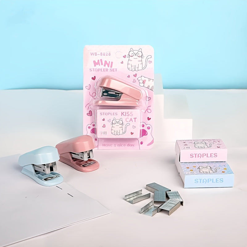 1PC Cartoon Mini Acrylic Stapler Portable Multifunctional Stapler