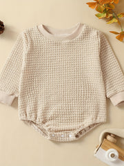 Baby Boys Waffle Long Sleeve Romper