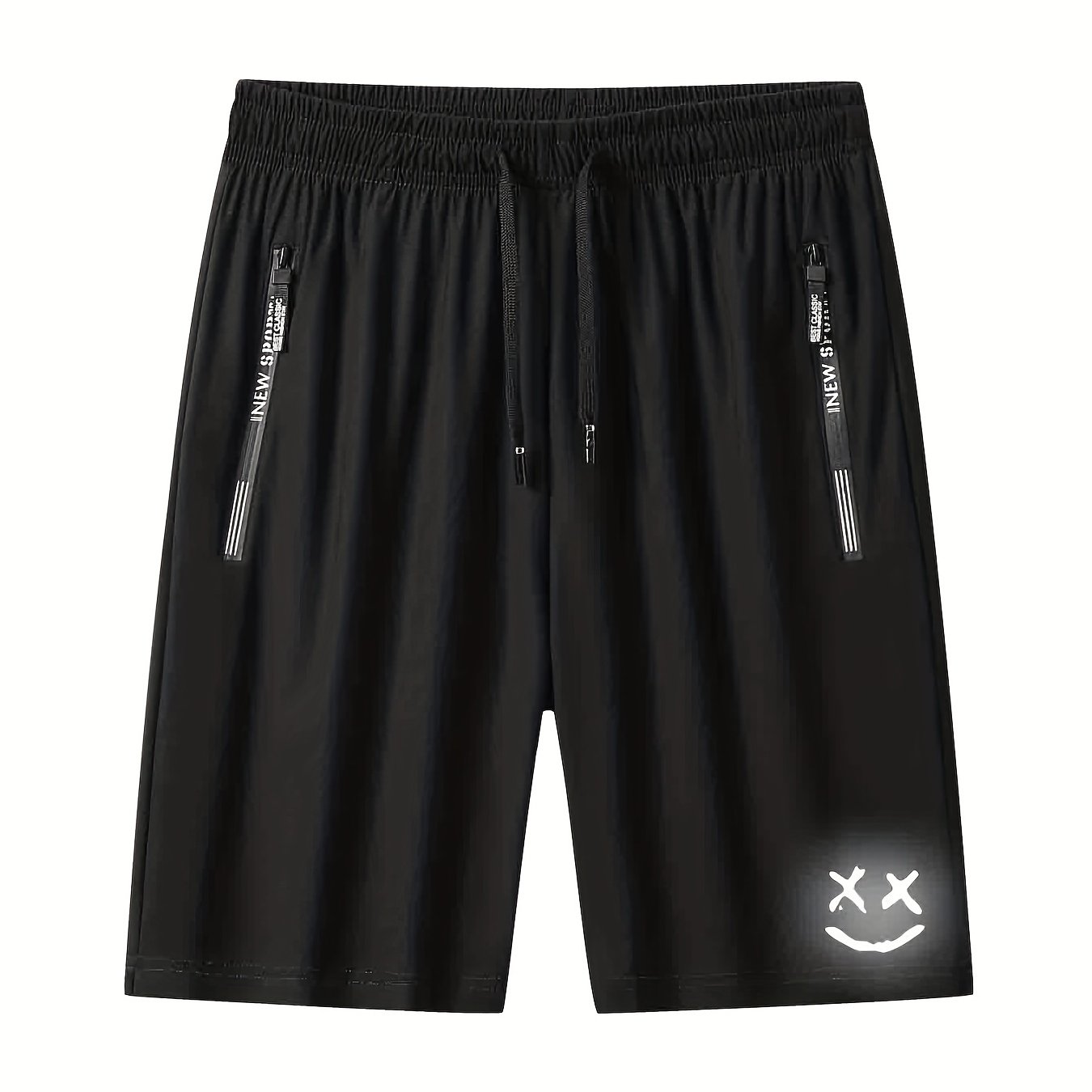 Men's Face Luminous Graffiti Shorts with Zip Pocket