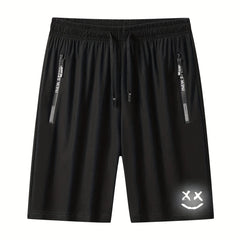 Men's Face Luminous Graffiti Shorts with Zip Pocket