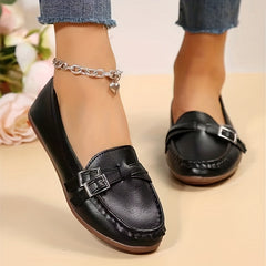 Women's Buckle Decor Slip On Loafers Soft Sole Outdoor Shoes