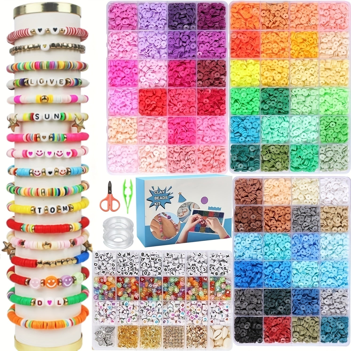 9560pcs Clay Beads Bracelet Making Kit DIY Jewelry Crafts