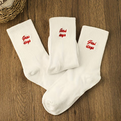 3 Pairs Letter Print Socks Comfy & Mid Tube Socks Women's Stockings