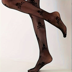 Skull Fishnet Tights High Waist Mesh Pantyhose Women's Stockings