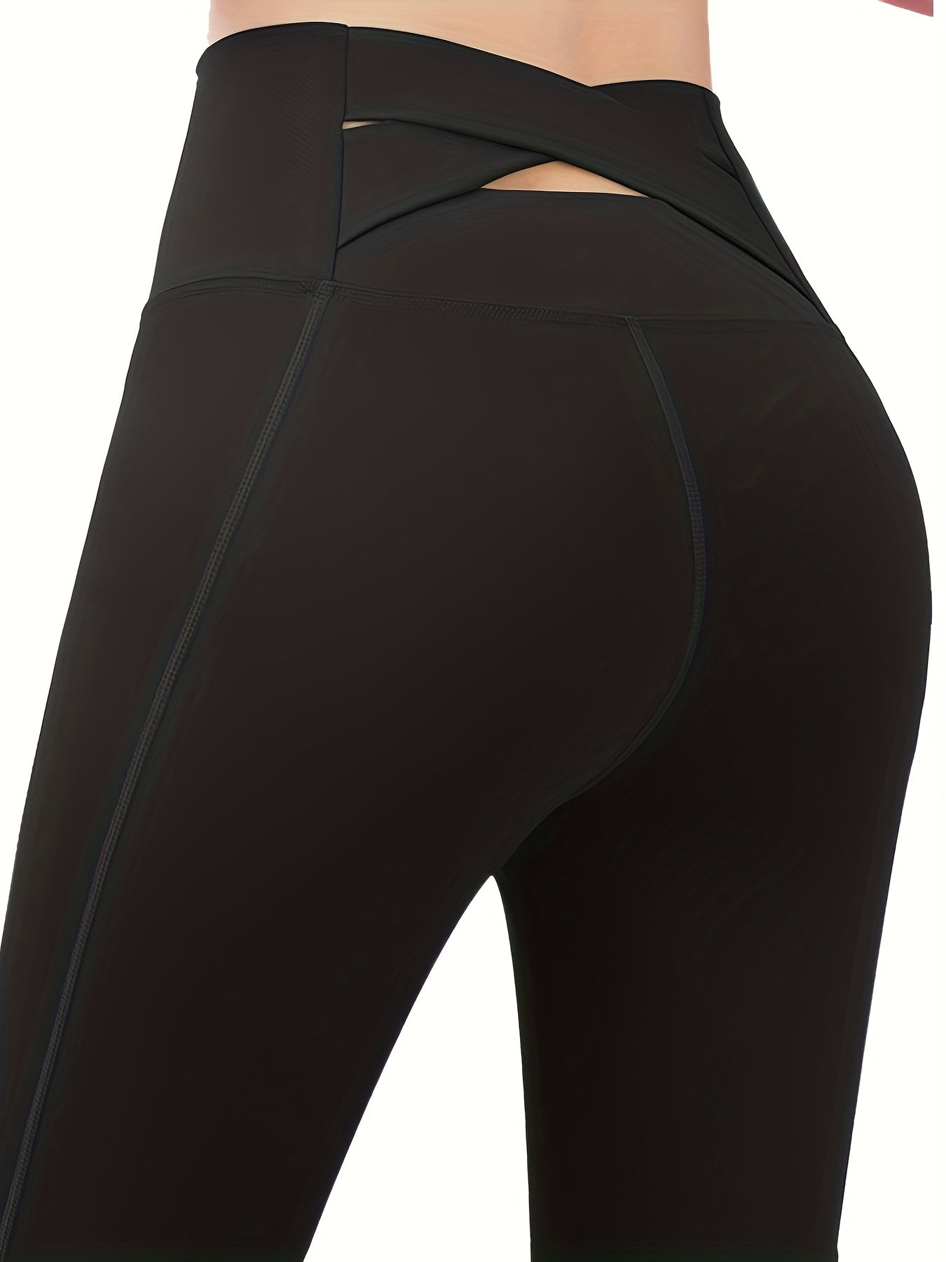 Solid Wide Waistband High Stretch Yoga Pants