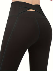 Solid Wide Waistband High Stretch Yoga Pants