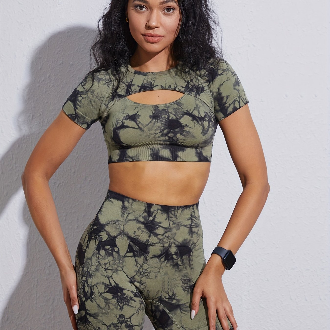 Tie Dye Sports Set Round Neck Running Sports Shorts Sleeves & Shorts Suit Women