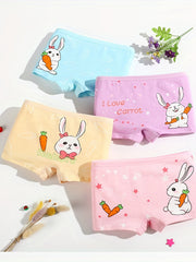 4pcs Girl's Cotton Boxer Briefs Cartoon Pattern Shorts