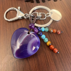 Natural Crystal Pine Stone Key String For Male Gemstone Healing Crystal Keychain