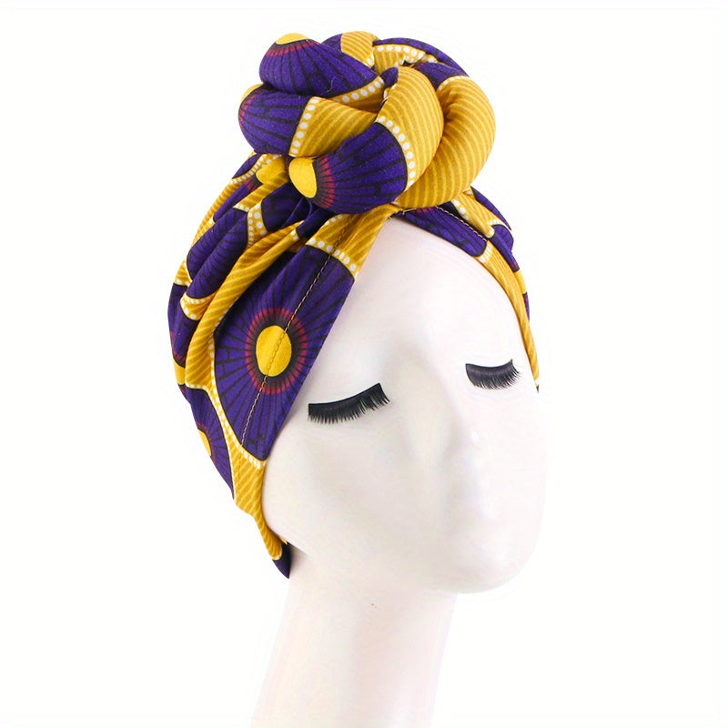 Boho Top Knotted Turban Elastic Hijab Hat Casual Head Wrap