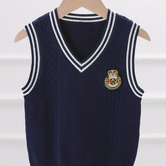 Boys V Neck Knitted Cotton Sweater Vest
