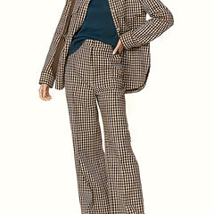 Houndstooth Print Shacket & Pants 2 Piece Set