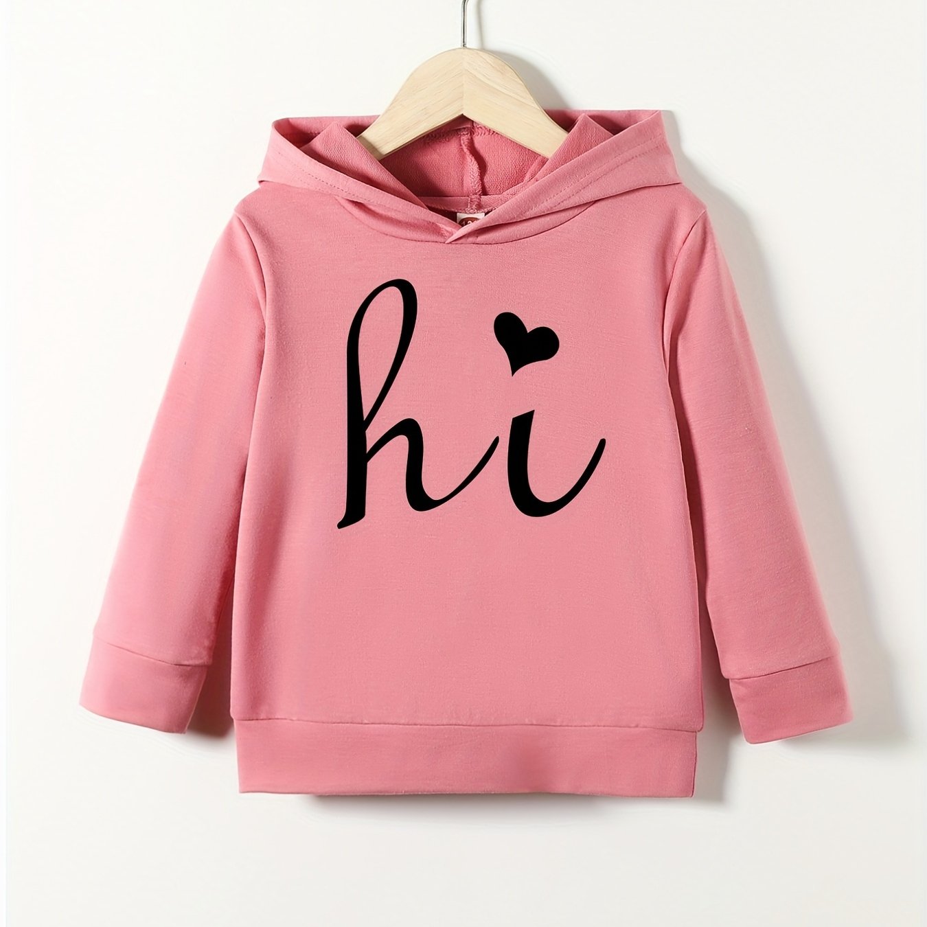 Girls' HI Greeting Print Hooded Sweatshirt Top
